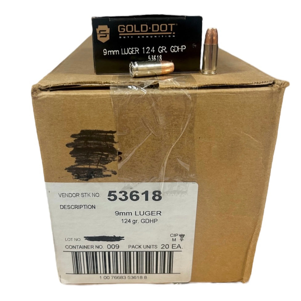 Free Shipping - Speer Gold Dot 9mm Ammo 1000 Round Case 124gr GDHP - 53618