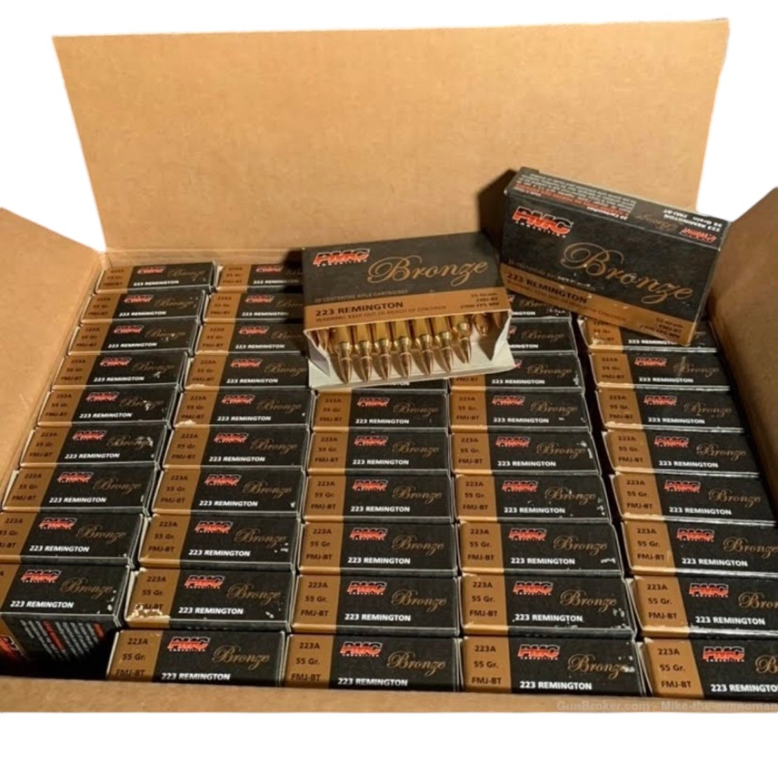 Free Shipping - PMC Bronze .223 Rem Ammo 1000 Round Case 55gr FMJ BT - 223A