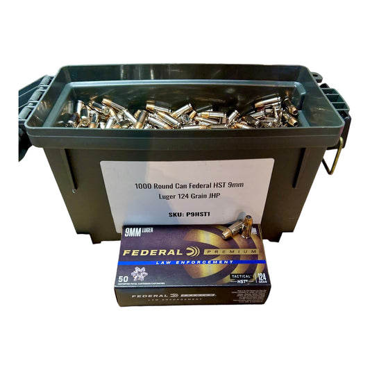 Free Shipping - Federal Premium HST 9mm Luger Ammo 1000 Round Can 124gr JHP - P9HST1