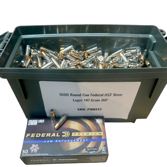 Free Shipping - Federal Premium HST 9mm Luger Ammo 1000 Round Can 147gr JHP - P9HST2